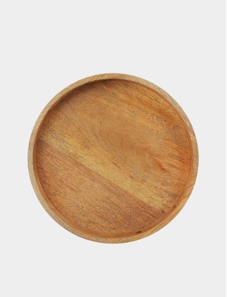 Large Round Stenciled Wooden Tray