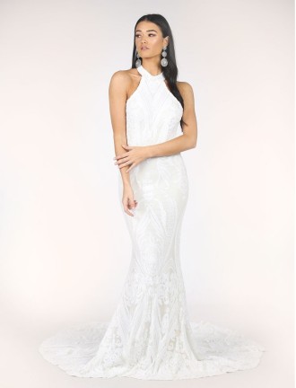 EVITA Sequin Gown - White