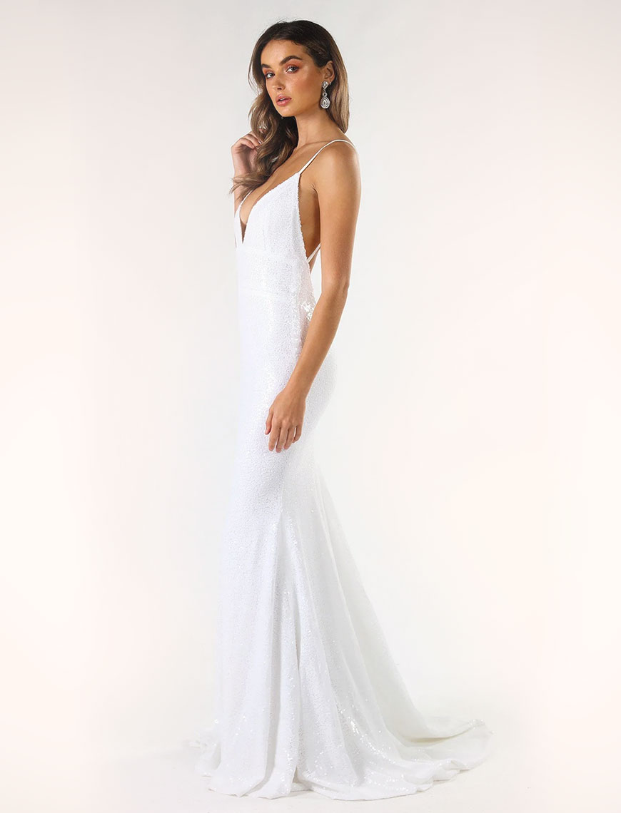 Sapphira Sequin Gown - White 