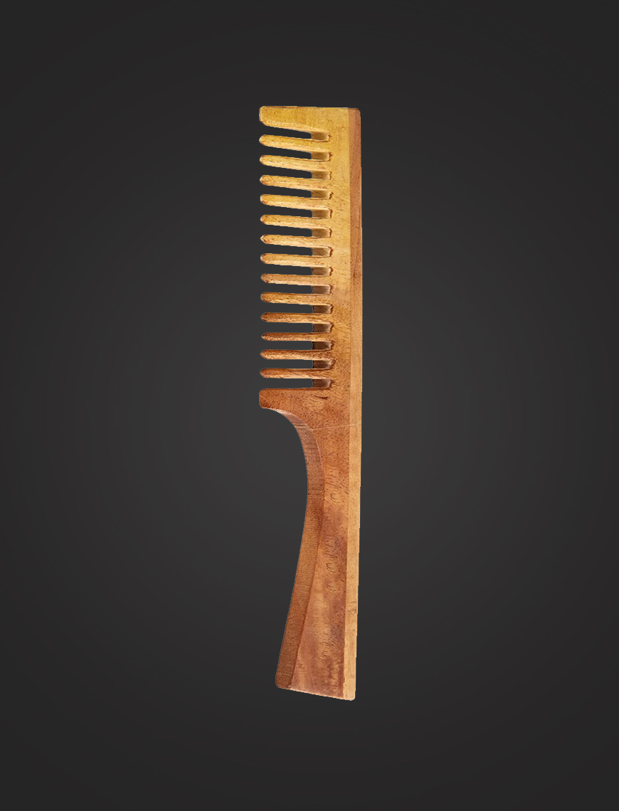 Wooden Hair Comb With Handle