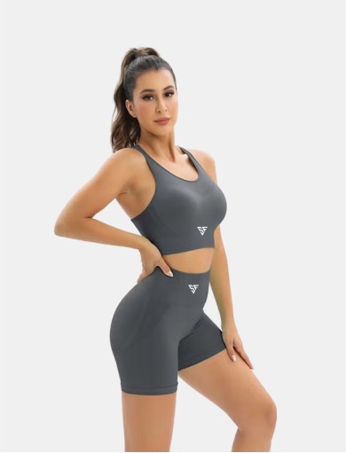 Grey Solid Sports Shorts for Active Women