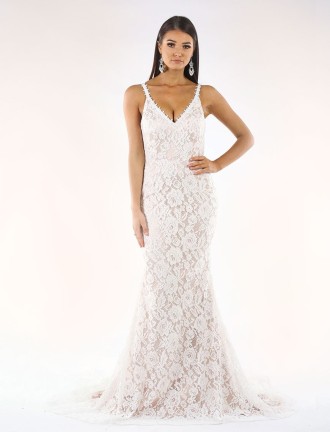 EVITA Sequin Gown - White